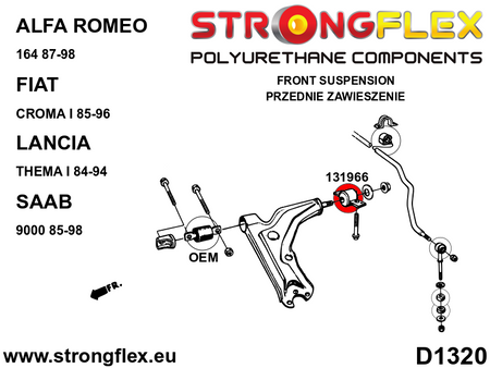 Silentblock de horquilla delantera trasera SPORT Saab 9000 164 type 168 (131966A)