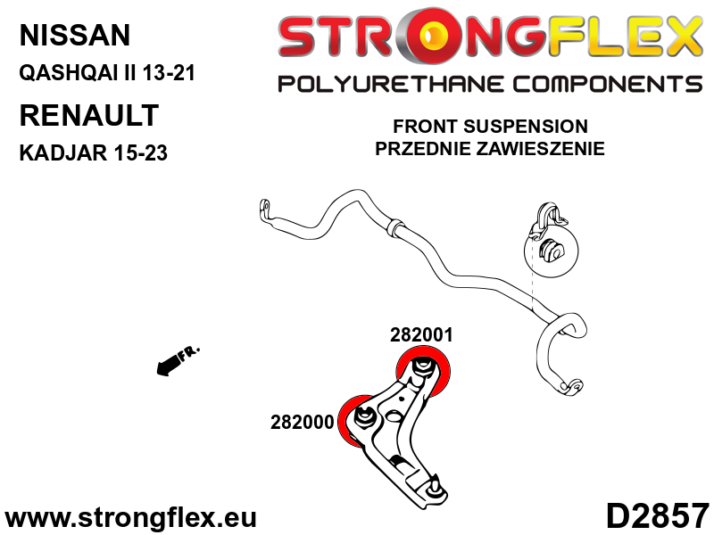 Silentblock de horquilla delantera trasera Renault Kadjar J11 FWD 4x4 (282001B)