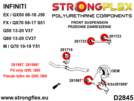 Kit completo de silentblocks de suspensión Infiniti Q50 V37 Q60 CV37 (286231B)