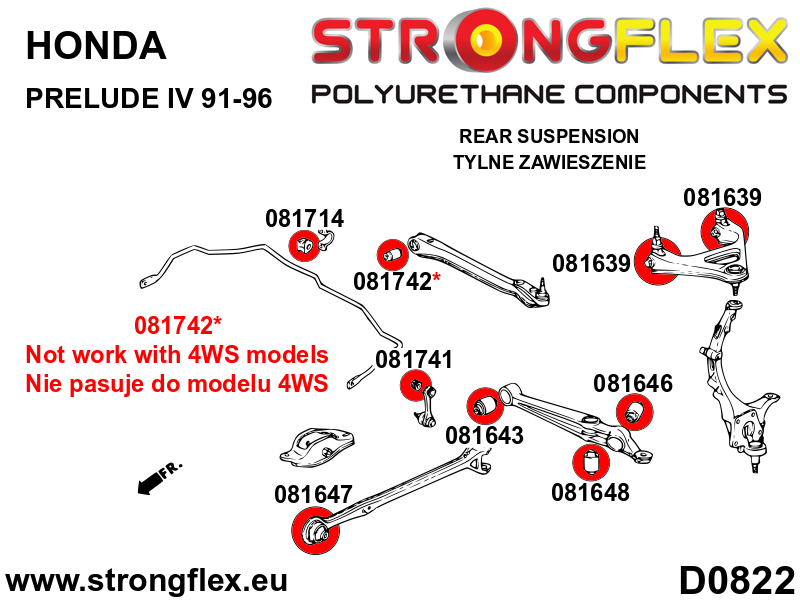 Silentblock delantero del brazo tirado trasero Honda Prelude (081647B)