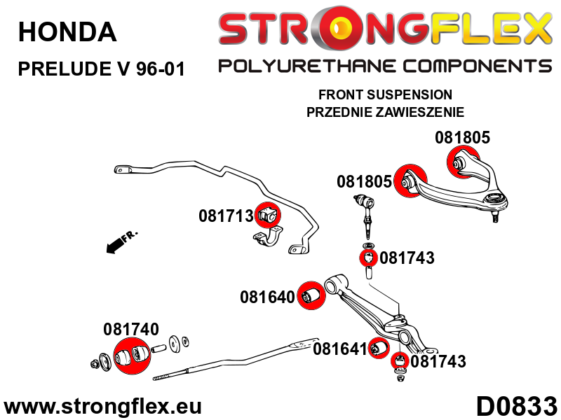 Silentblock interior del brazo inferior delantero Honda Accord RA1 RA2 RA3 (081640B)