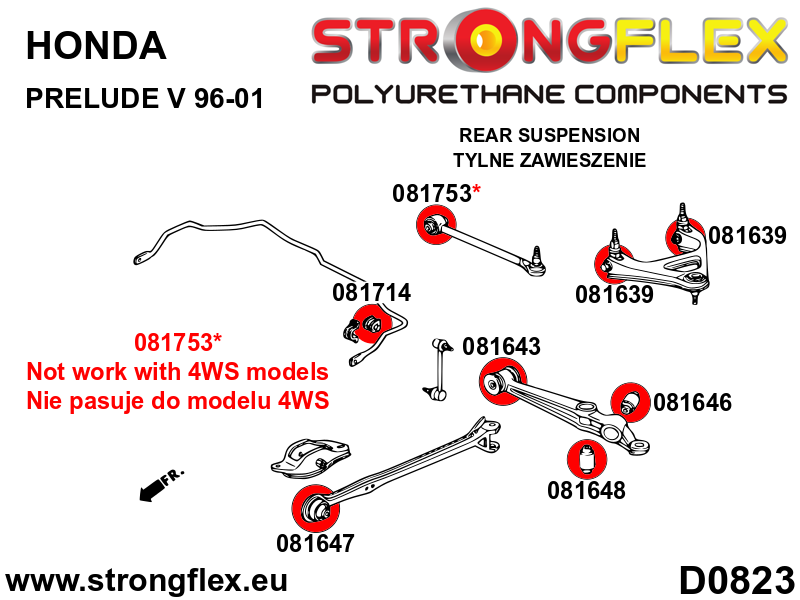 Silentblock de la barra estabilizadora trasera Honda Prelude (081714B)