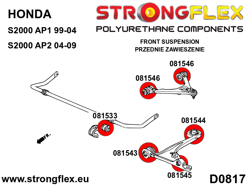 Silentblock del soporte del amortiguador Honda S2000 AP1 AP2 (081545B)