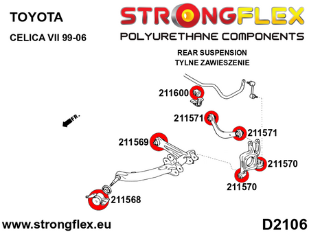 Silentblock del brazo superior trasero Toyota Celica T230 (211571B)