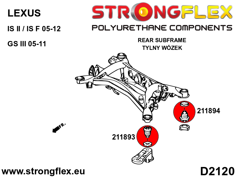Silentblock delantero del subchasis trasero Lexus GS S190 XE20 IS (211893B)