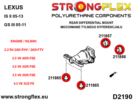 Silentblock delantero del soporte del diferencial trasero Toyota Chaser X90 (211865B)