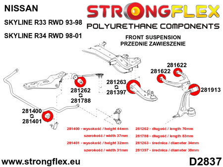 Kit de suspensión delantera SPORT Nissan Skyline R33 R34 RWD (286211A)