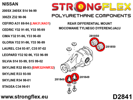 Kit completo de silentblocks de suspensión SPORT Nissan 300ZX Z32 (286218A)