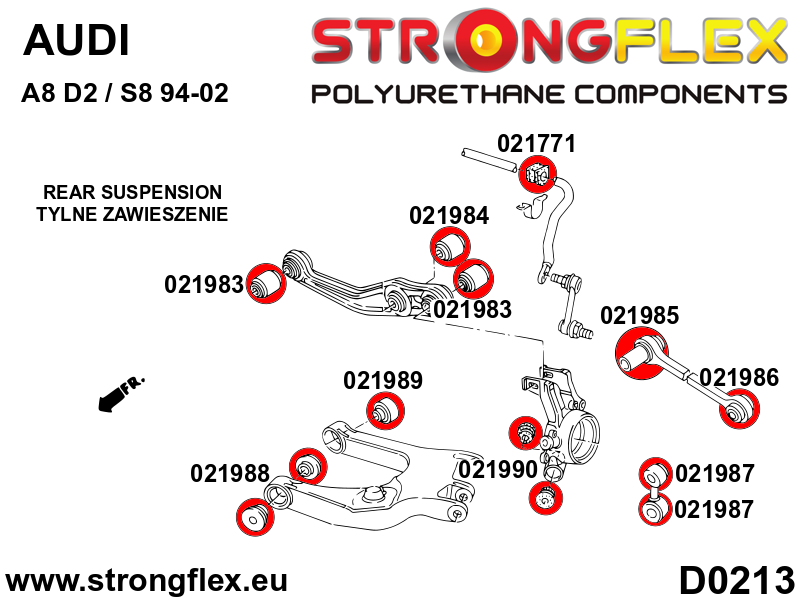 Silentblock conector de horquilla trasera/silentblock de tirante SPORT Audi (021987A)