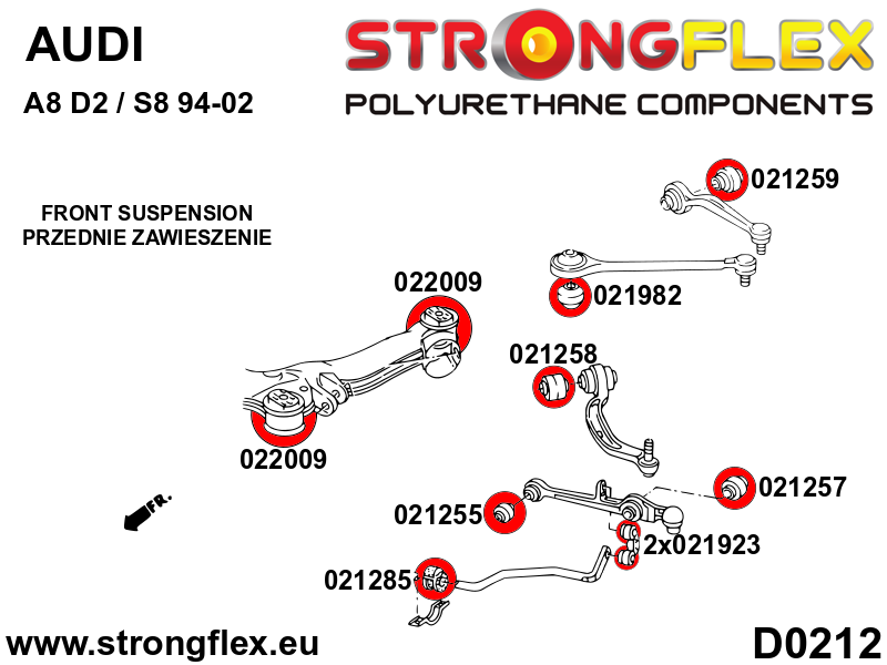 Kit completo de silentblocks de suspensión SPORT Audi A8 D2 Quattro S8 (026244A)
