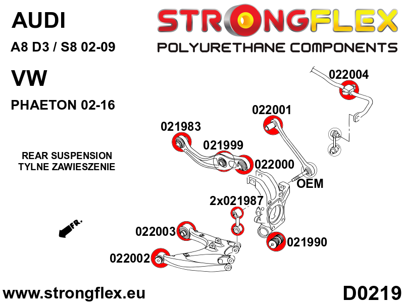 Silentblock conector de horquilla trasera/silentblock de tirante SPORT Audi (021987A)