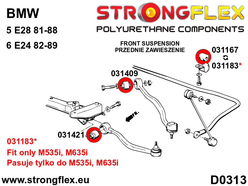 Silentblock interior del brazo de control delantero SPORT BMW Serie 5 E28 (031421A)