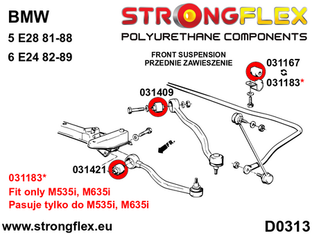 Silentblock interior del brazo de control delantero SPORT BMW Serie 5 E28 (031421A)