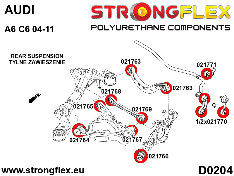 Silentblock de bieleta de la estabilizadora trasera Audi A6 C6 Quattro FWD (021770B)