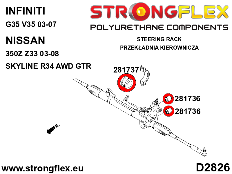 Silentblock de cremallera de dirección Nissan Skyline R32 G35 V35 R33 R34 (281737B)