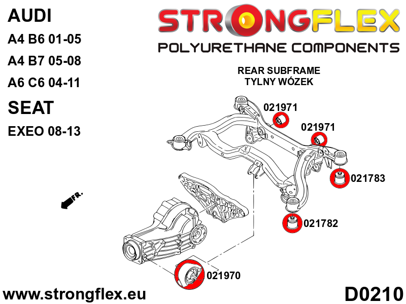 Silentblock trasero del soporte del diferencial trasero Audi A6 C6 B6 B7 (021971B)