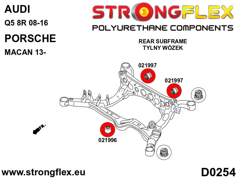 Silentblock del diferencial trasero delantero Porsche Macan B8 8T C7 D4 8R (021996B)