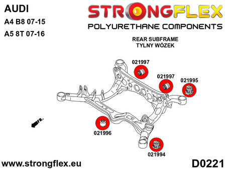 Silentblock del diferencial trasero delantero Porsche Macan B8 8T C7 D4 8R (021996B)