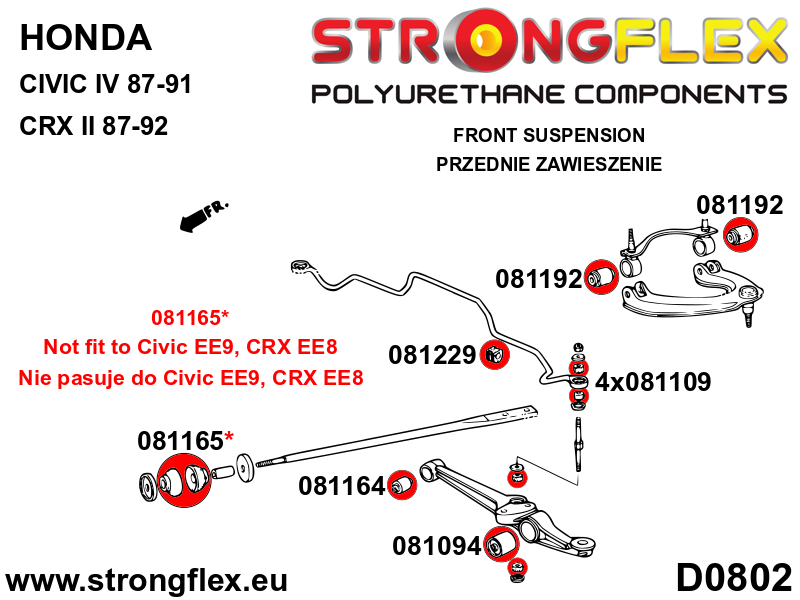 Silentblock de la barra estabilizadora delantera SPORT Honda Civic CRX (081229A)