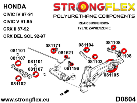 Silentblock de bieleta de la estabilizadora trasera Acura Integra DB6 DC1 (081196B)