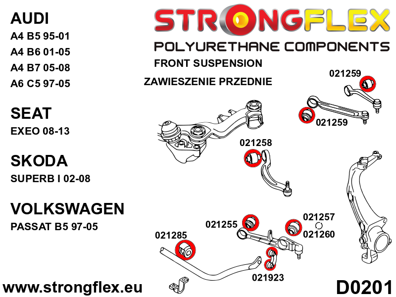 Kit de suspensión delantera y trasera Audi A4 B5 Quattro S4 RS4 (026218B)
