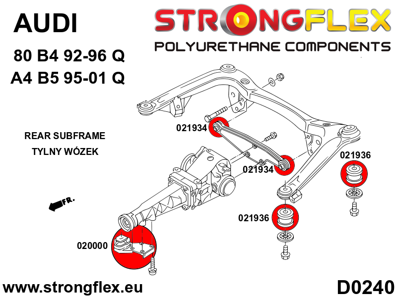 Kit completo de silentblocks de suspensión Audi A4 B5 Quattro S4 RS4 (026291B)