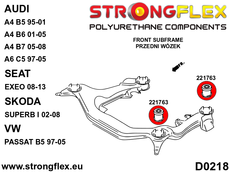 Kit completo de silentblocks de suspensión Audi A4 B6 B7 FWD S4 RS4 Exeo (026292B)