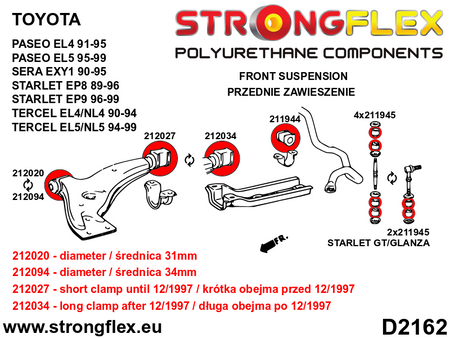 Kit de suspensión delantera Toyota Sera  EXY1 EP91 EP82 EL4 NL4 EL5 NL5 (216281B)