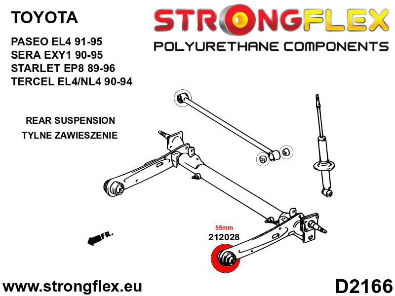 Silentblock del eje trasero 55 mm Toyota Sera  EXY1 EP91 EP82 EL4 NL4 EL5 (212028B)