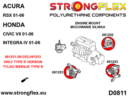 Insertos del soporte delantero del motor SPORT Acura RSX DC5 EP3 DC5 Civic (081251A)