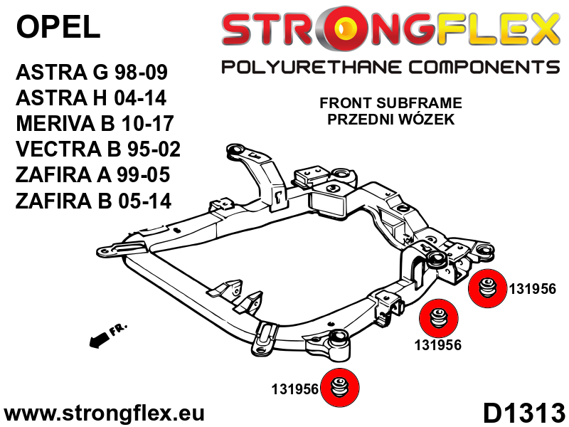 Kit de silentblock del subchasis delantero Opel Astra T98 A05 Vectra (136222B)