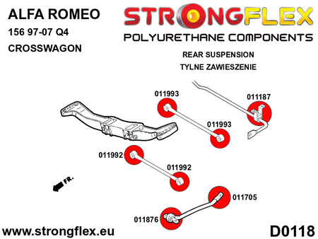 Kit de silentblock de suspensión trasera Alfa Romeo 156 type 932 Q4 (016263B)