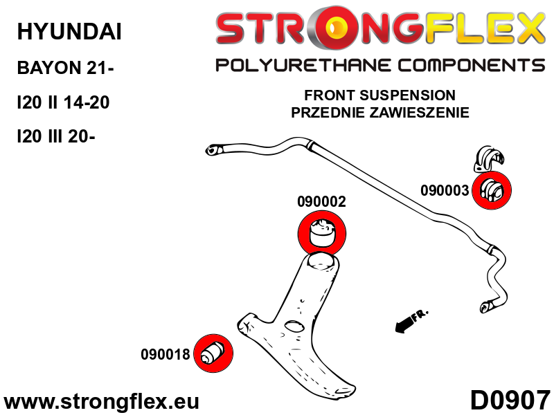 Silentblock de horquilla delantera trasera SPORT Kia Picanto I10 I20 Rio (090002A)