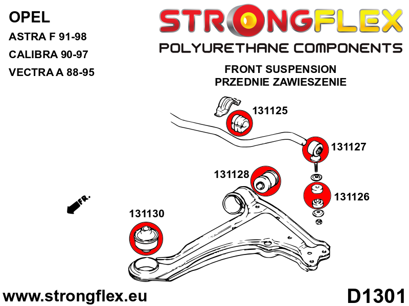 Silentblock de horquilla delantera delantero SPORT Opel Astra FWD 4x4 (131128A)