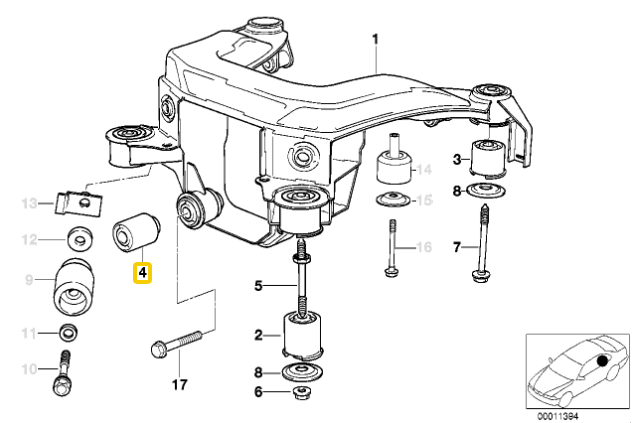 Differential 90SH polyurethane bushing BMW E36
