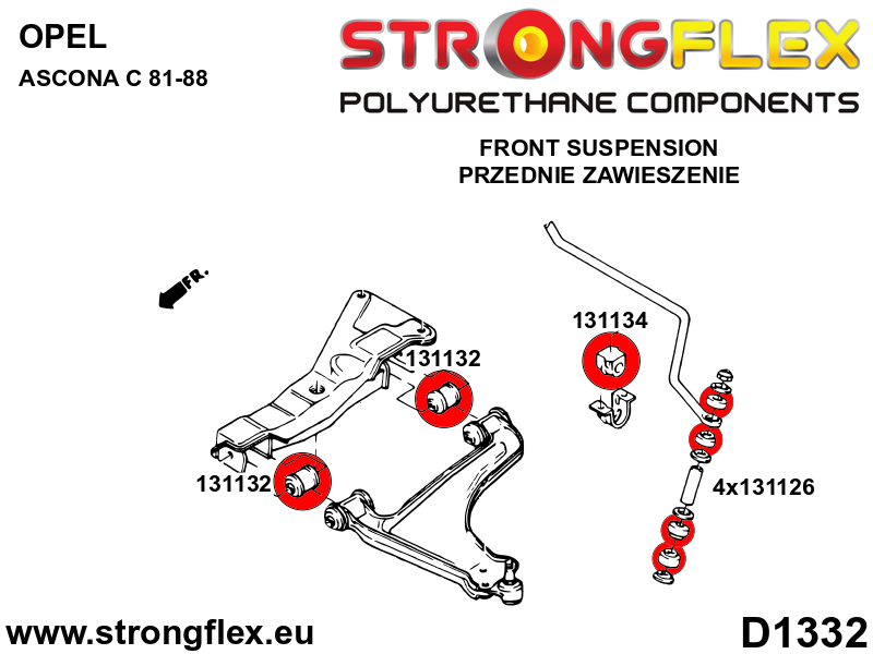 Kit de silentblocks de suspensión delantera SPORT Opel Ascona (136240A)