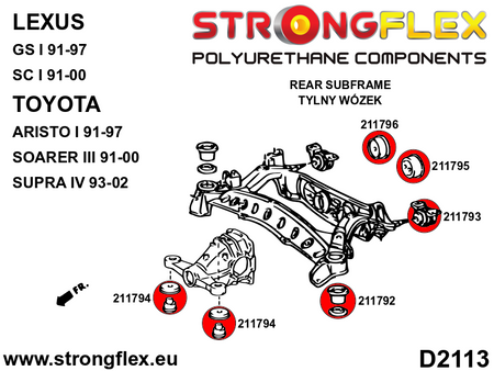 Silentblock delantero del subchasis trasero Toyota Soarer Z30 A80 S140 (211792B)