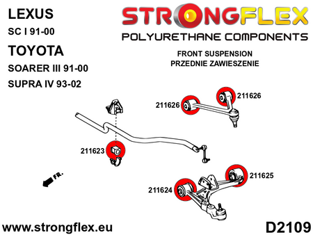 Silentblock trasero del brazo inferior delantero SPORT Toyota Soarer Z30 (211625A)