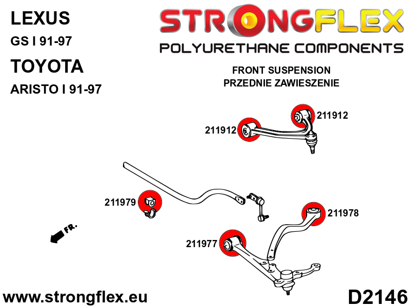 Kit de silentblocks de suspensión delantera SPORT Toyota Aristo S140 GS (216267A)