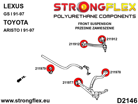 Silentblock del brazo inferior delantero SPORT Toyota Aristo S140 GS (211977A)