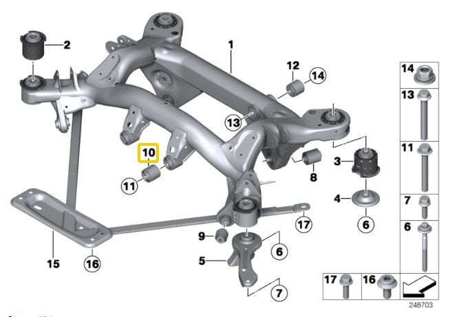 Differential aluminium bushings BMW E8X, E9X M1, M3