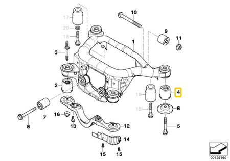 Rear subframe 90SH polyurethane bushings BMW E46