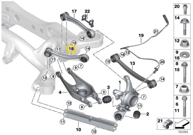 Rear adjustable guide rods BMW E8x, E9x (incl. M models), F2x, F3x (not M models)