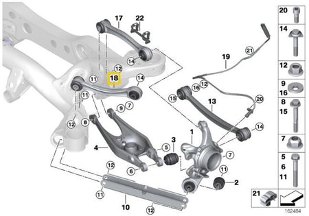 Rear adjustable guide rods BMW E8x, E9x (incl. M models), F2x, F3x (not M models)