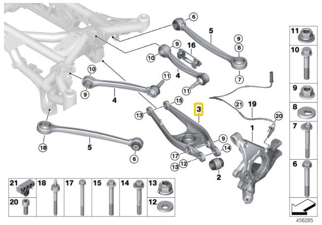 Rear lower camber arms (made of aluminium) BMW E8x M1, E9x, M3, F87 M2, F80 M3, F82/83 M4, G87 M2, G80 M30, G82/83 M4