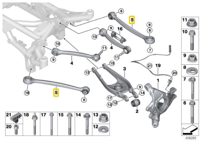 Rear adjustable lower camber arms BMW F87 M2, F80 M3, F82/F83 M4, G87 M2, G80 M30, G82/83 M4