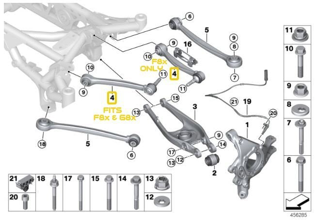 Rear adjustable upper camber arms BMW F87 M2, F80 M3, F82/F83 M4, G87 M2, G80 M30, G82/83 M4