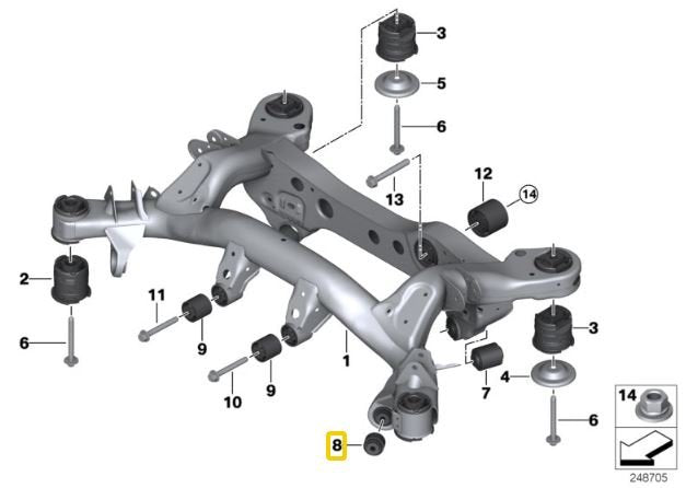 Rear subframe aluminium bushings BMW E8X, E9X M1, M3