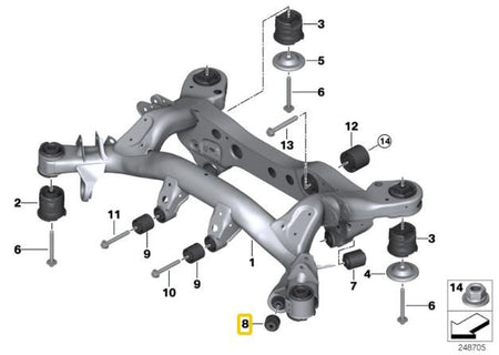 Rear subframe aluminium bushings BMW E8X, E9X M1, M3