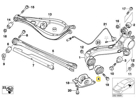 Rear trailing arm 90SH polyurethane bushings BMW E36, E46